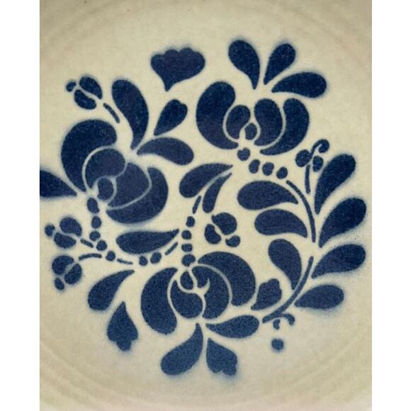 VTG Pfaltzgraff Folk Art 5‑Pc Place Setting Blue Floral (1977)Tan USA Stoneware - Picture 3 of 16